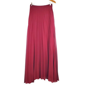 Aakaa Maxi Skirt Womens‎ Medium Accordion Pleated Long Formal Party Red